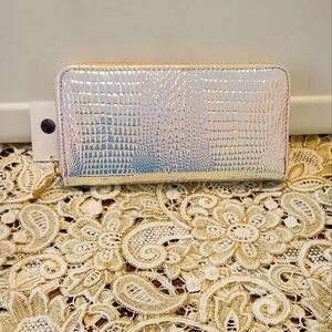 Iridescent Embossed Wallet Metallic